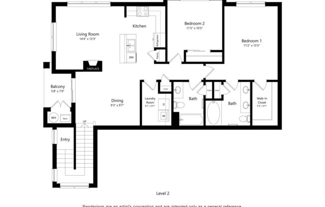 2 beds, 2 baths, 1,108 sqft, $2,364