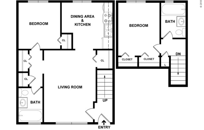 2 beds, 1 bath, 624 sqft, $2,000