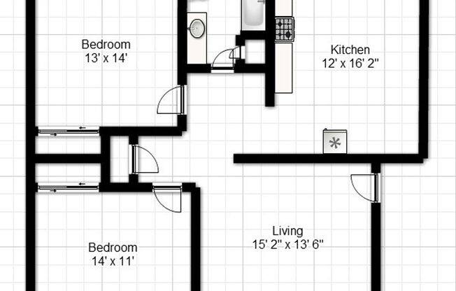 2 beds, 1 bath, 903 sqft, $1,210, Unit I-5