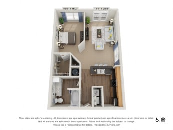 Studio, 1 bath, 780 sqft, $1,303