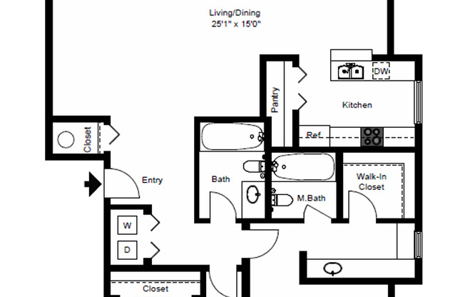 2 beds, 2 baths, 1,030 sqft, $1,835, Unit 632