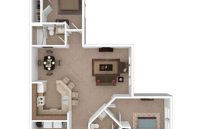 2 beds, 2 baths, 1,046 sqft, $1,525