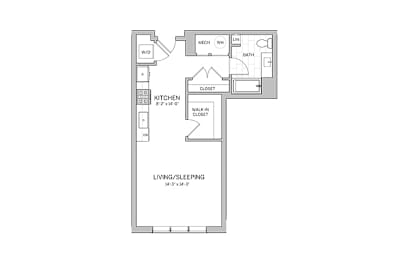 Studio, 1 bath, 595 sqft, $1,947
