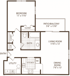 1 bed, 1 bath, 750 sqft, $944