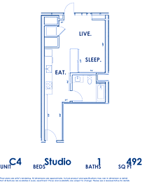Studio, 1 bath, 492 sqft, $2,127