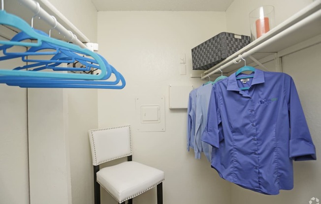The Baxter Apartments walk-in closet with shelving