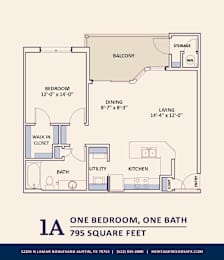 1 bed, 1 bath, 795 sqft, $1,400