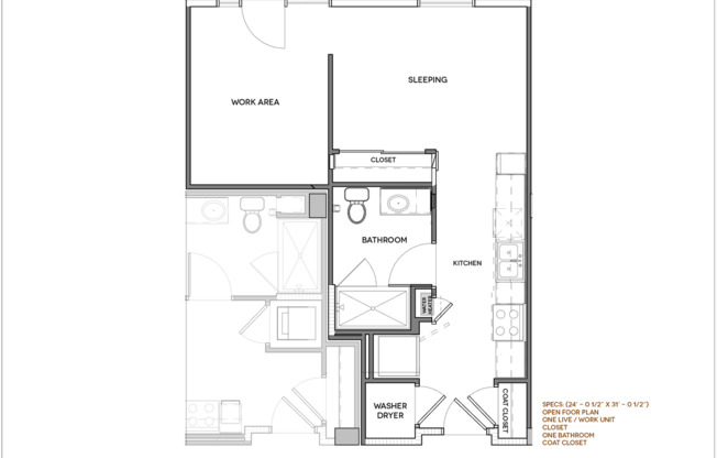 1 bed, 1 bath, 550 sqft, $2,200, Unit 105