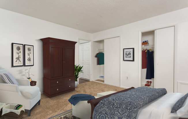 Spacious Bedroom With Closet at Highland Club Apartments, Watervliet, NY, 12189