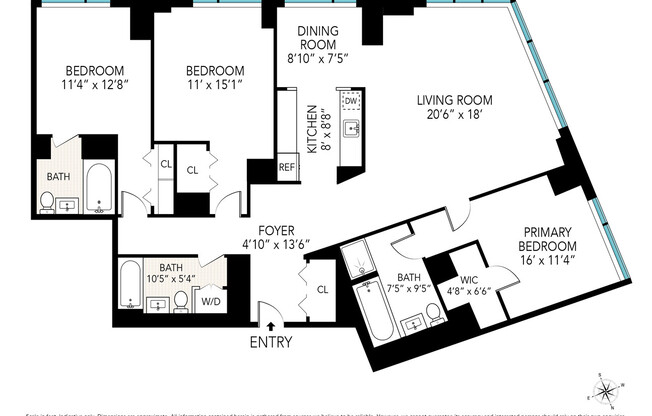 3 beds, 3 baths, 1,621 sqft, $15,000, Unit 3M