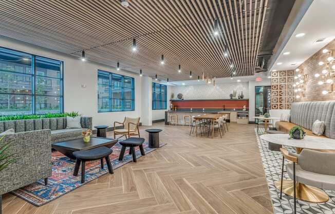 Cozy Indoor Lounge Area with Chic Decor at St. Elmo Apartment in Austin, TX