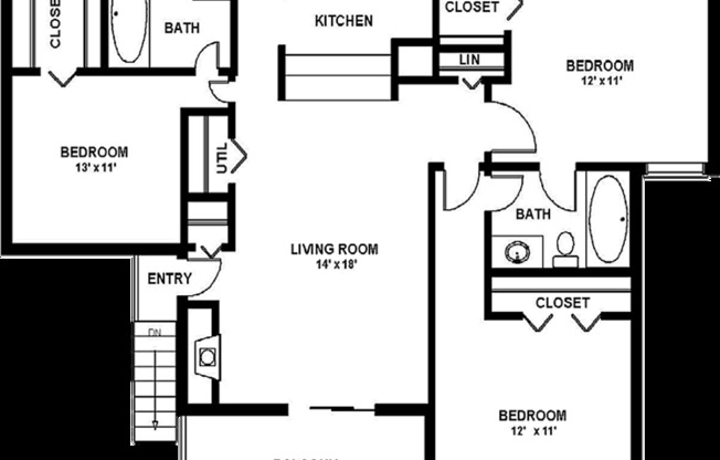 3 beds, 2 baths, 1,275 sqft, $1,375, Unit 2070