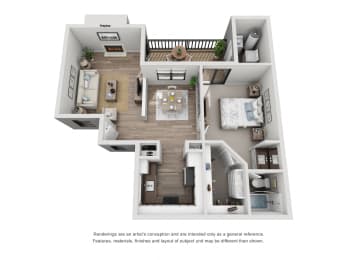 A - 1 Bedroom 1 Bath Floor Plan Layout - 800 Square Feet at Pointe Niguel, Laguna Niguel, 92677