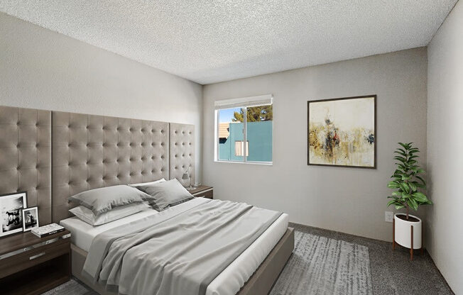 Model bedroom with carpet