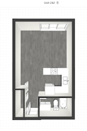 Studio, 1 bath, 443 sqft, $1,495