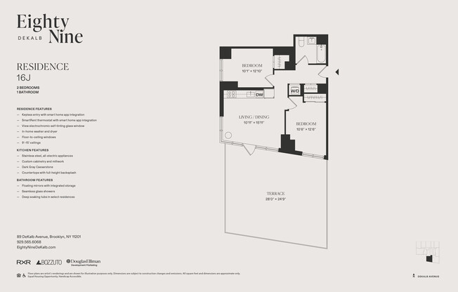 2 beds, 1 bath, $7,090, Unit 16J