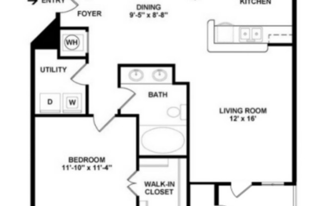 1 bed, 1 bath, 875 sqft, $1,505