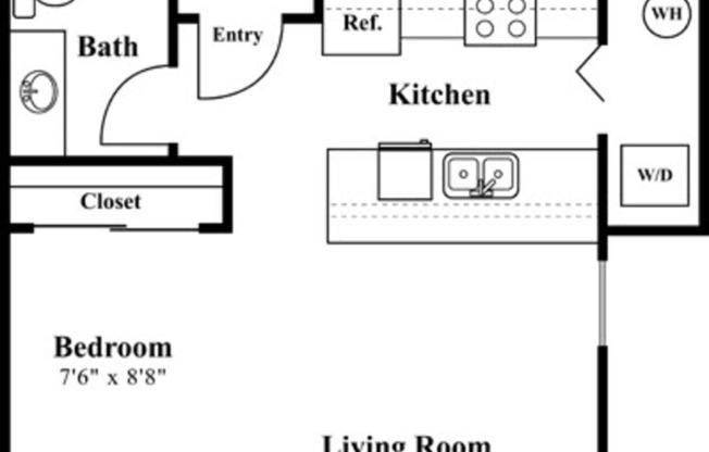 Studio, 1 bath, 505 sqft, $1,349