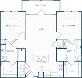 2 beds, 2 baths, 983 sqft, $1,446