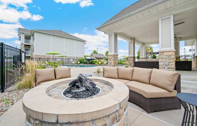 gather around the fire pit on the patio