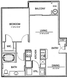 1 bed, 1 bath, 681 sqft, $1,005