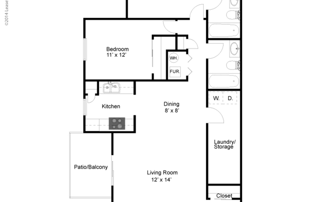 2 beds, 2 baths, 997 sqft, $1,130