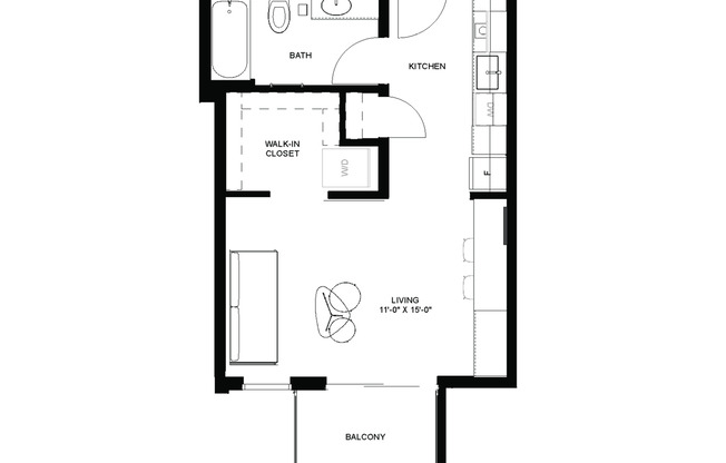 Studio, 1 bath, 447 sqft, $1,195, Unit 515
