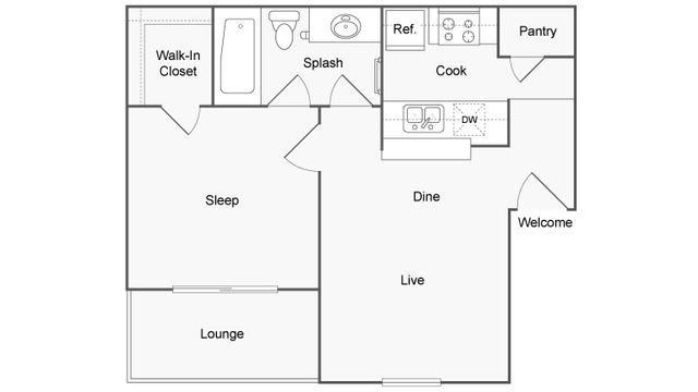1 bed, 1 bath, 528 sqft, $895