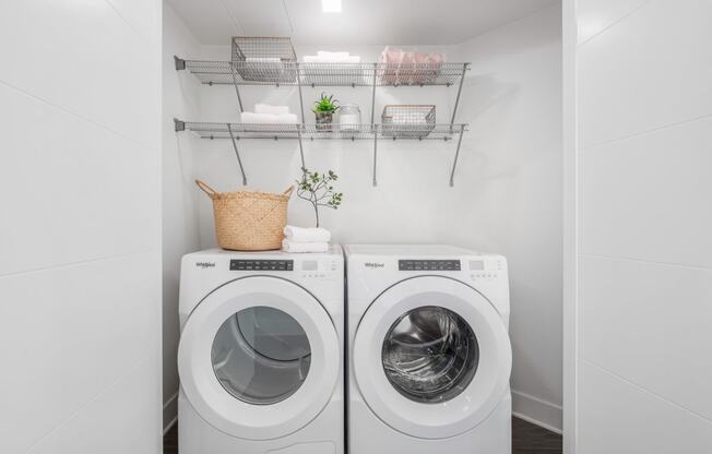 Front load washer and dryer in linen closet