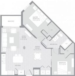 2 beds, 1 bath, 990 sqft, $2,426