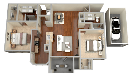 2 beds, 2 baths, 1,167 sqft, $1,825