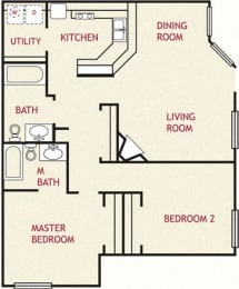 2 beds, 2 baths, 933 sqft, $1,631