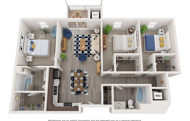 3 beds, 2 baths, 1,250 sqft, $2,599, Unit 4 - 327