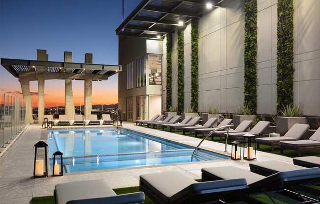 Swimming Pool With Lounge Chairs at AVE Phoenix Sky, Phoenix, Arizona