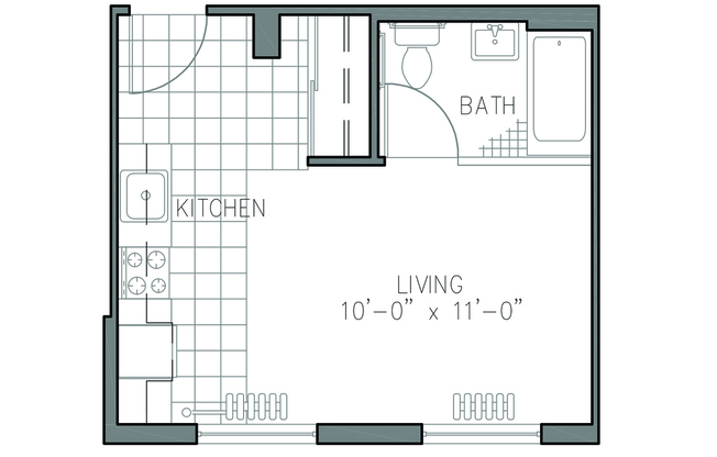 Studio, 1 bath, 300 sqft, $1,100, Unit 106