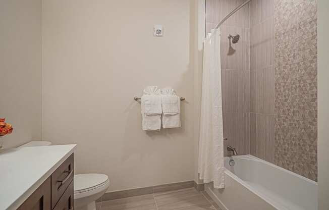 Large showers with beautiful tile work are in every unit at Heritage Court, Ewing