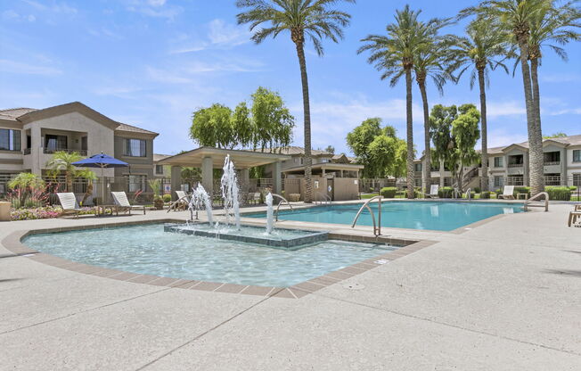 take a dip in the resort style pool at the whispering winds apartments in pearland, tx at Adiamo Palm Valley, Goodyear, AZ, 85395