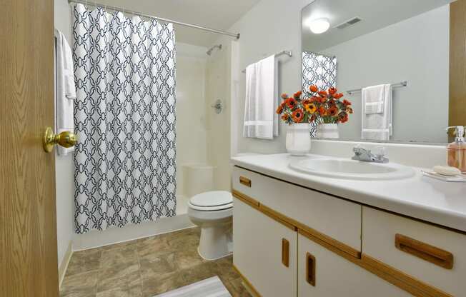 Two Bedroom Spruce Bathroom at Thornridge Apartments, Michigan