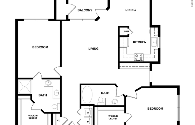 2 beds, 2 baths, 1,176 sqft, $1,615