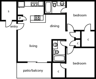 2 beds, 2 baths, 1,018 sqft, $2,248