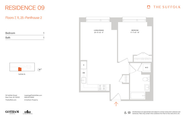 1 bed, 1 bath, $6,495, Unit 1109