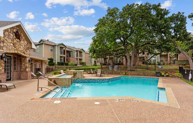 Southgate Glen pool and amenities with apartment buildings