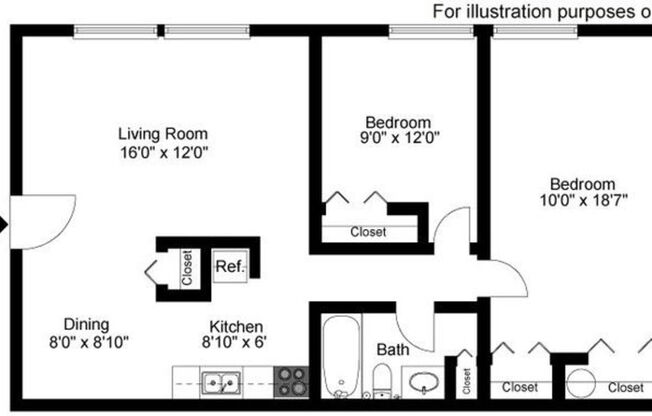 2 beds, 1 bath, 882 sqft, $1,029