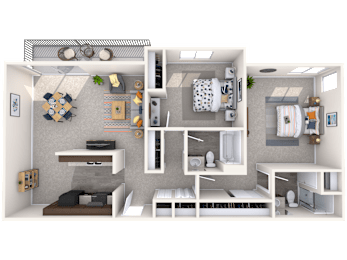 2 beds, 2 baths, 1,170 sqft, $2,843