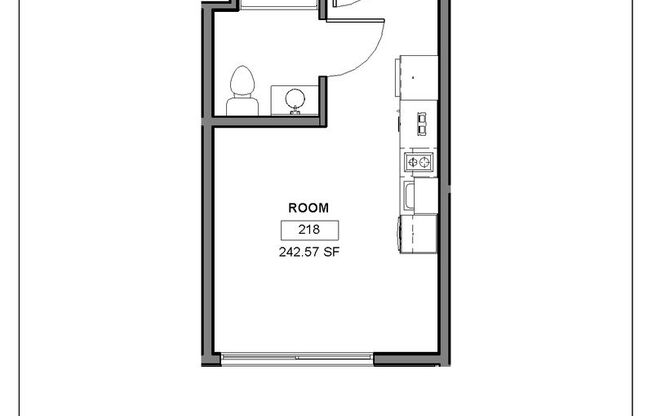 Studio, 1 bath, 226 sqft, $999, Unit 218
