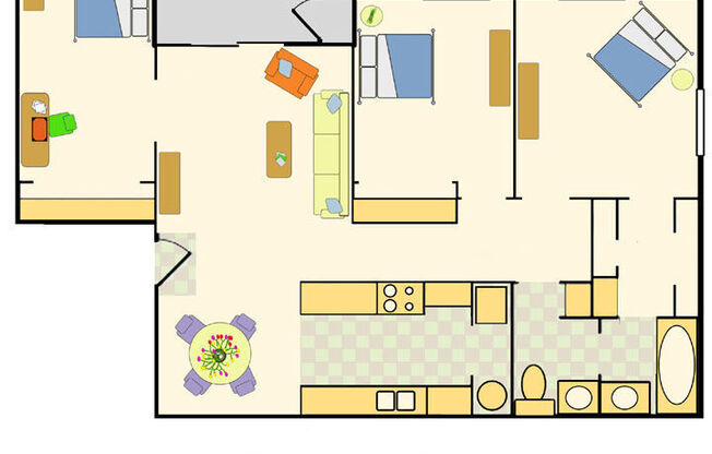 3 beds, 2 baths, 1,056 sqft, $1,619