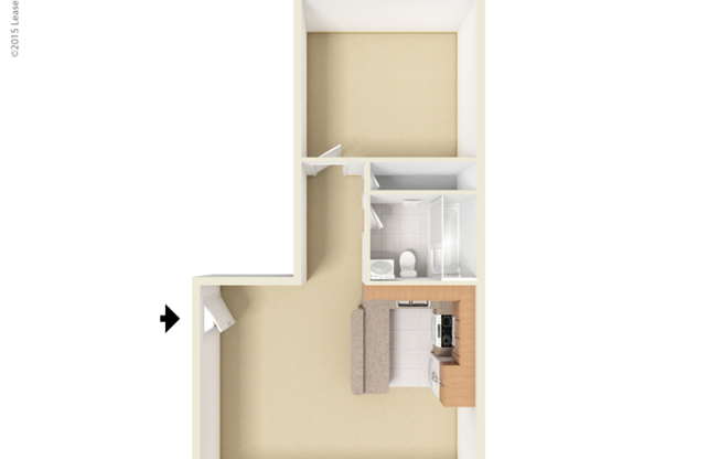 1 bed, 1 bath, 493 sqft, $1,100