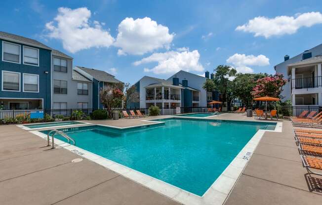 our apartments have a large swimming pool in front of our buildings