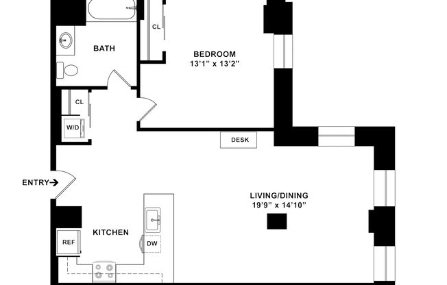 1 bed, 1 bath, 776 sqft, $2,345, Unit M-0208