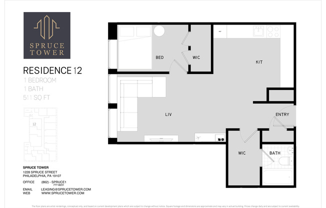 1 bed, 1 bath, 511 sqft, $1,523, Unit 212